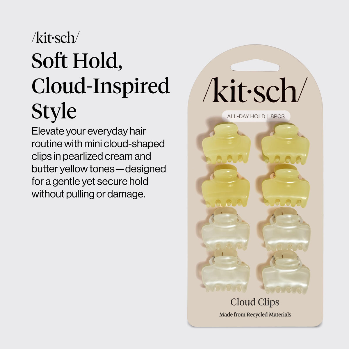 Kitsch Small Hair Clips 8pc showing glossy finish and compact design