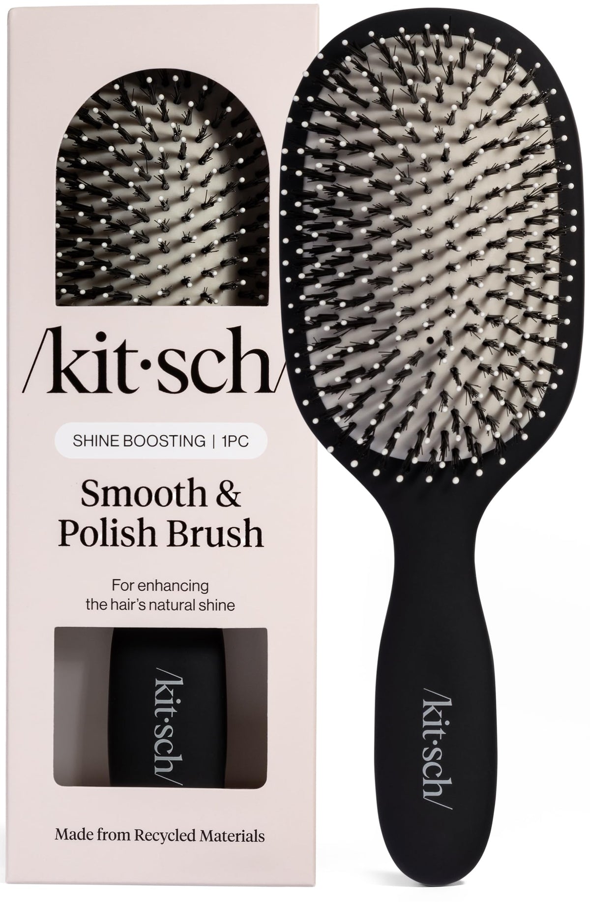 Kitsch Smooth & Polish Hair Brush front view in black