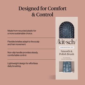 Kitsch Smooth & Polish Hair Brush side view showcasing dual-bristle technology