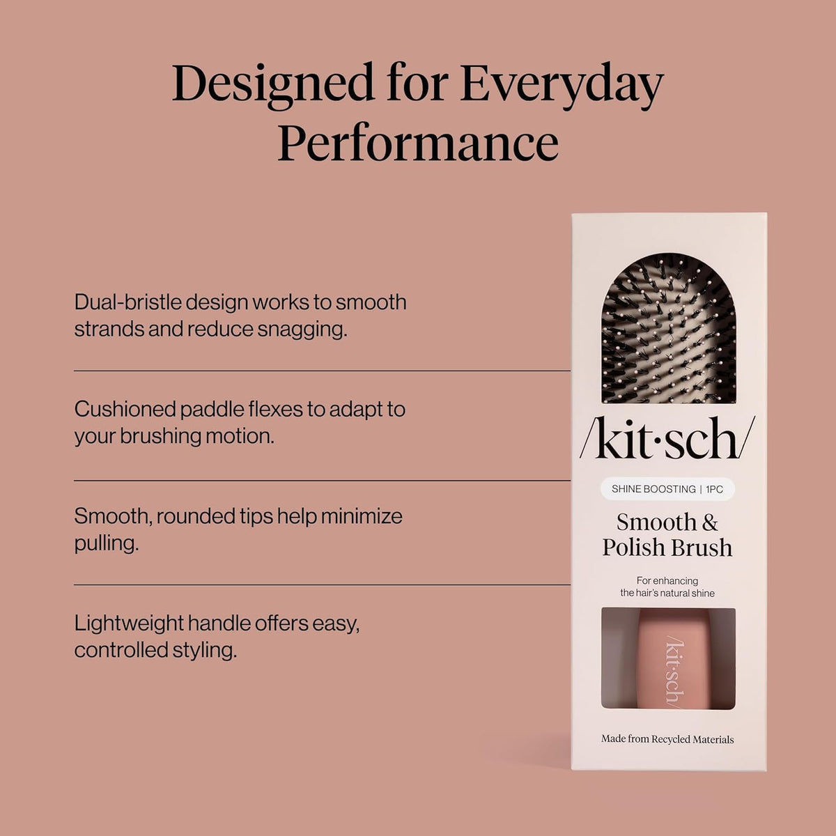 Kitsch Smooth & Polish Hair Brush Terracotta bristles close-up