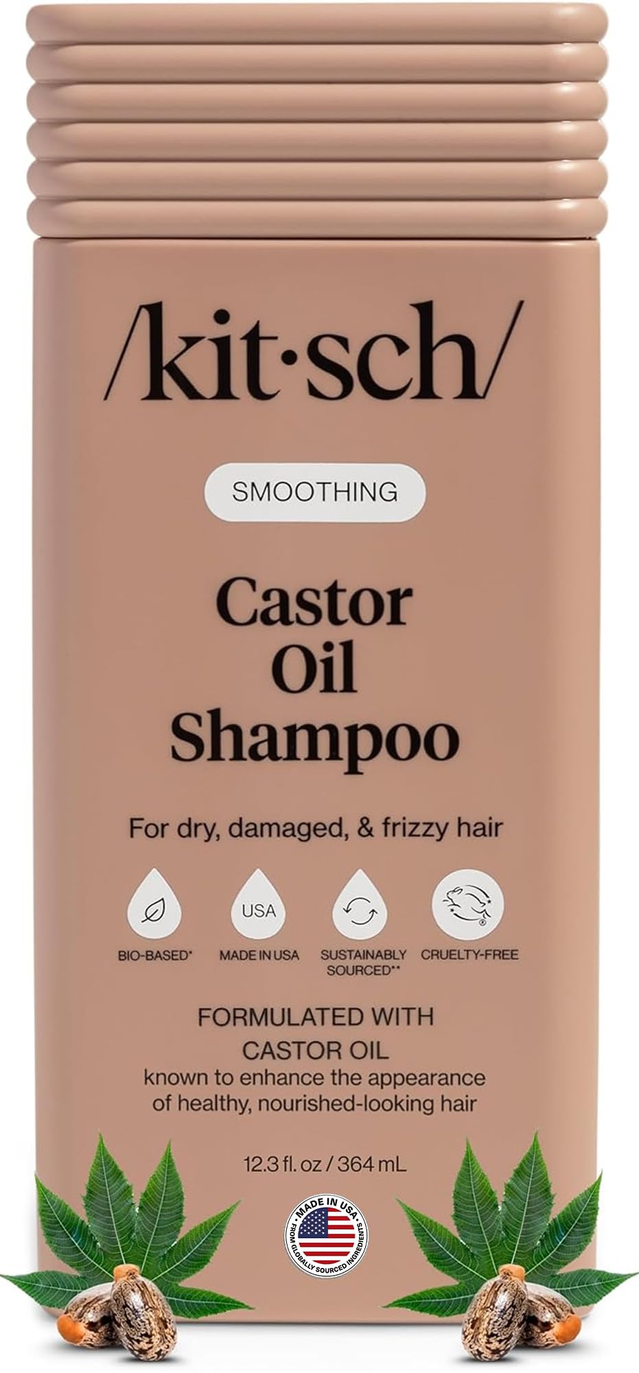 Kitsch Smoothing Castor Oil Shampoo 12.3 oz front view