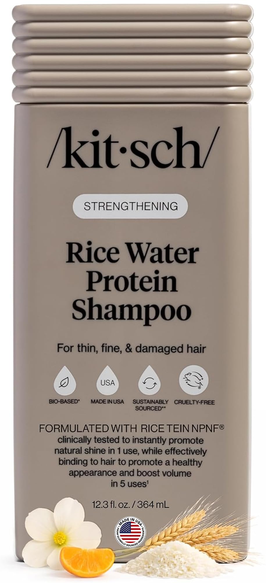 Kitsch Strengthening Rice Water Shampoo 12.3 oz front view