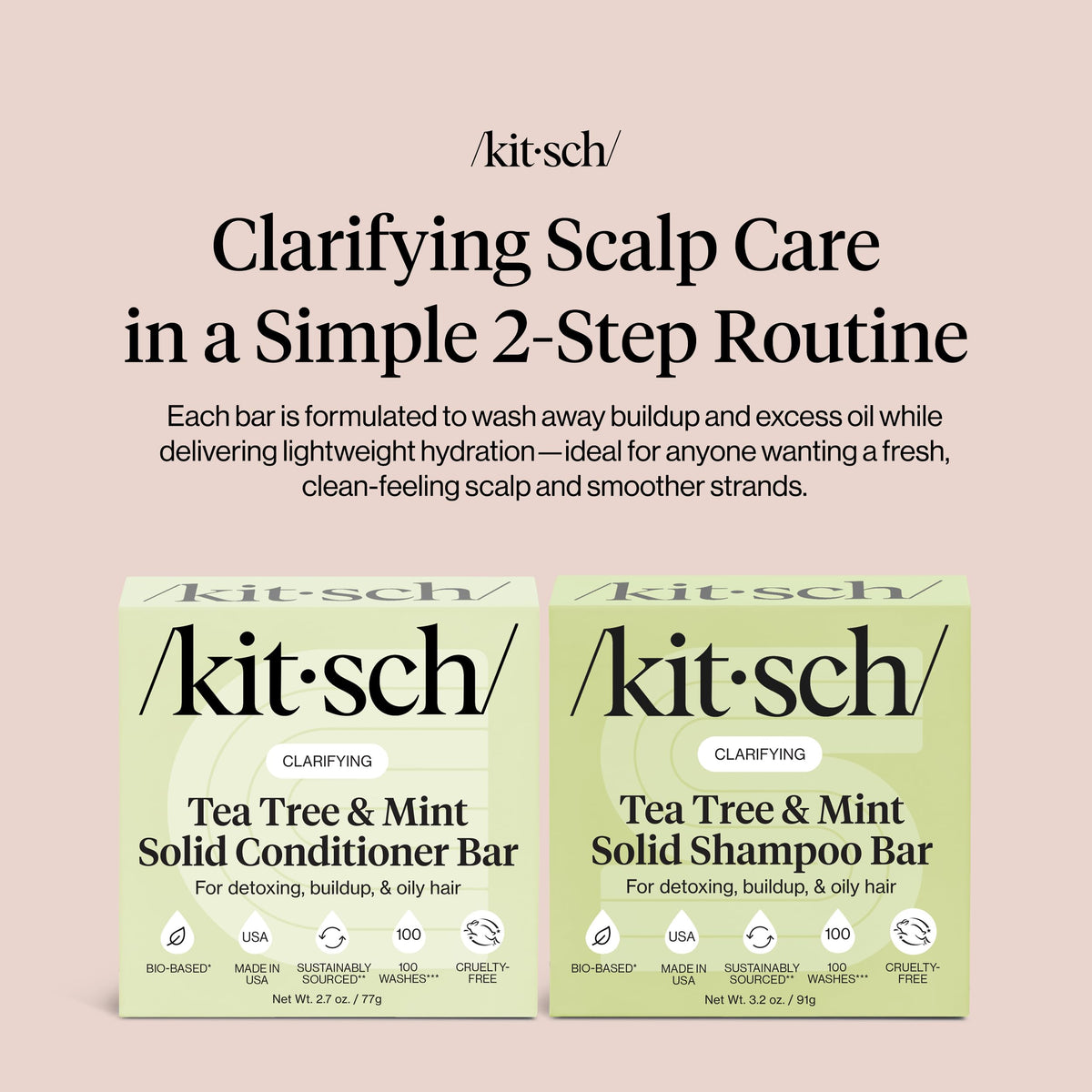 Kitsch Tea Tree Conditioner bar being applied to hair