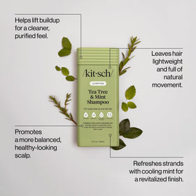 Kitsch Tea Tree & Mint Shampoo back view with ingredients
