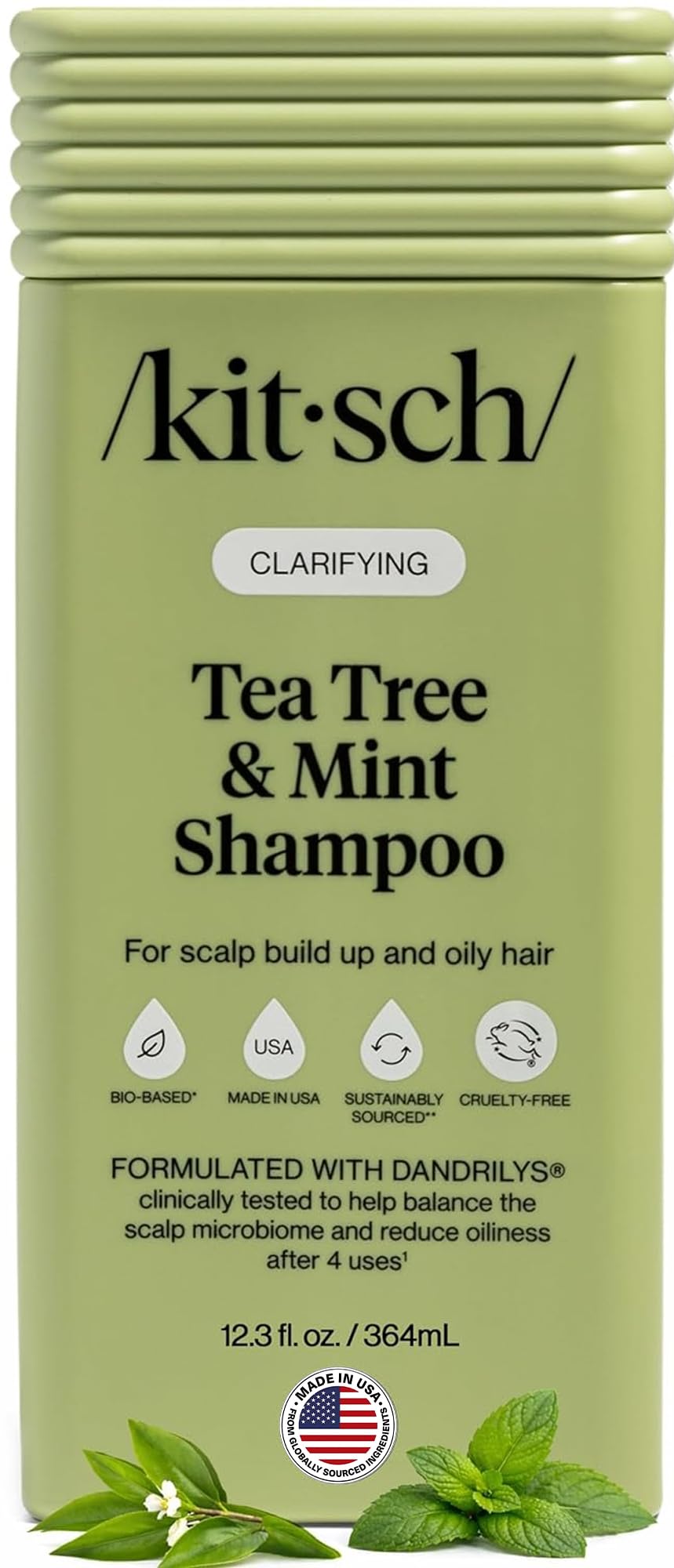 Kitsch Tea Tree & Mint Shampoo front view, 12.3 oz