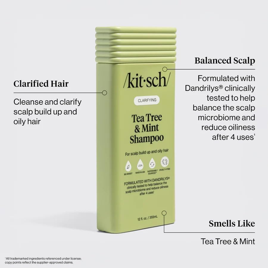 Kitsch Tea Tree & Mint Shampoo side view showing bottle design