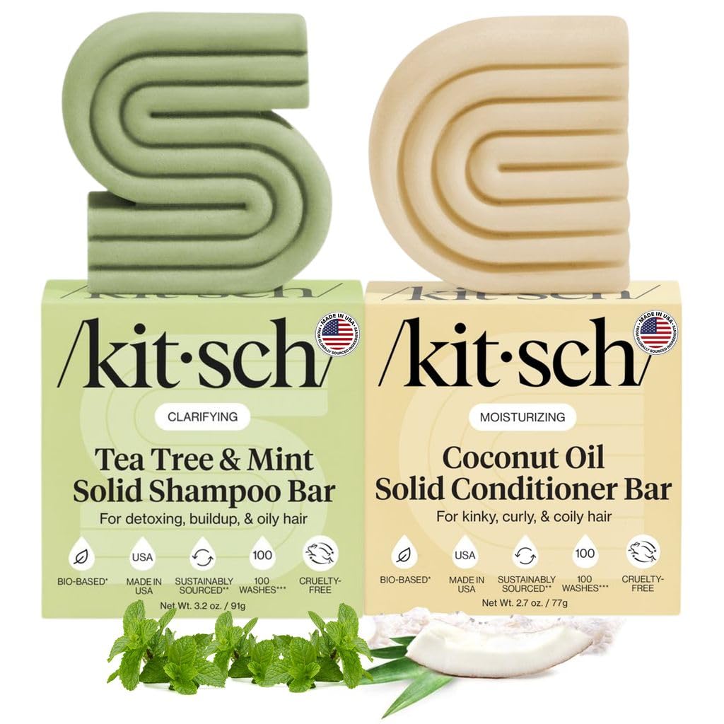 Kitsch Tea Tree Shampoo Bar front view with packaging