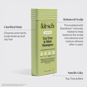 Kitsch Tea Tree Shampoo bottle with mint leaves