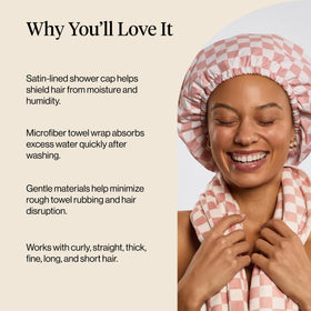 Kitsch towel wrap in use during hair drying