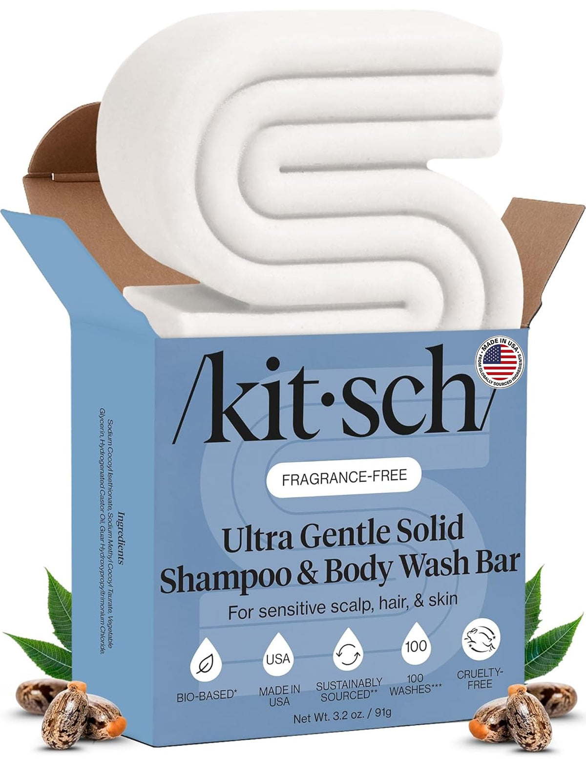 Kitsch Ultra Sensitive 2-in-1 Shampoo and Body Wash Bar front view