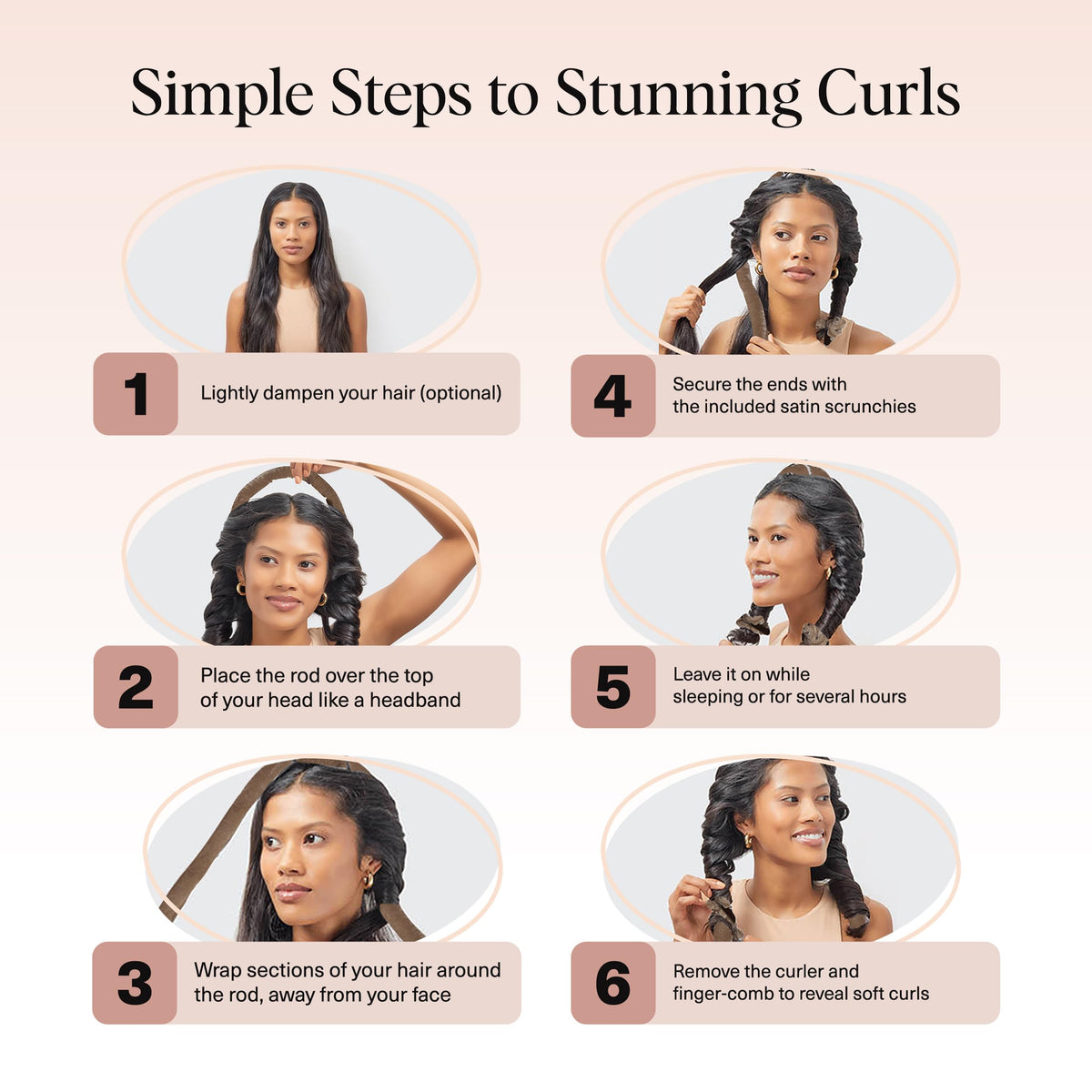 Kitsch Velvet Heatless Curls rod wrapped in hair for overnight styling