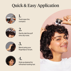 Kitsch Volumizing Rice Protein Dry Shampoo Powder Puff on a bathroom counter
