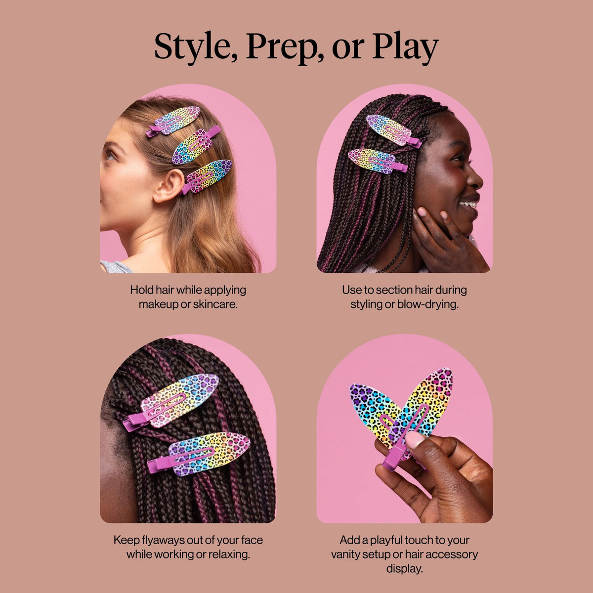 Kitsch XL Creaseless Hair Clips displaying bright design