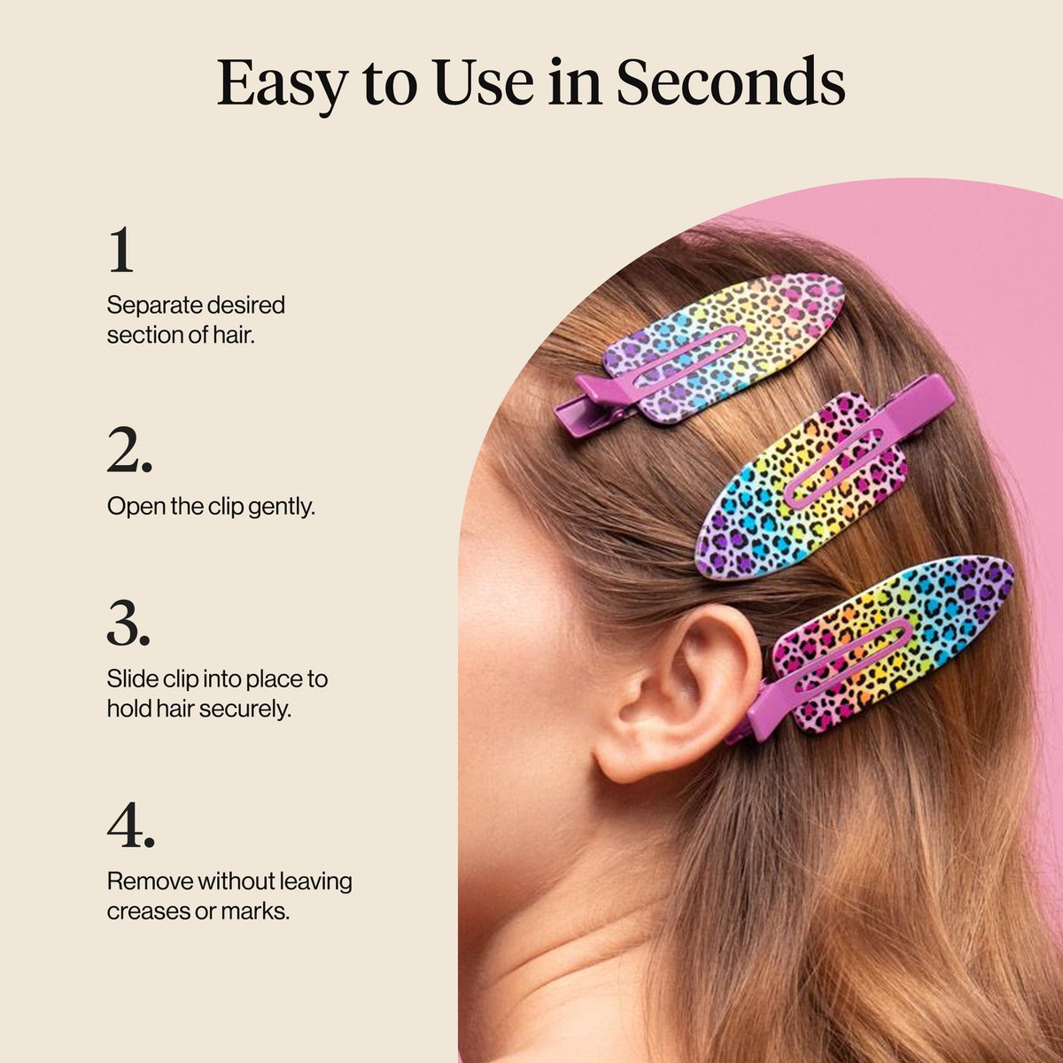 Kitsch XL Creaseless Hair Clips on a colourful vanity
