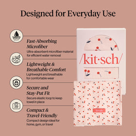 Kitsch XL Microfiber Hair Towel Wrap Cherry Print in use