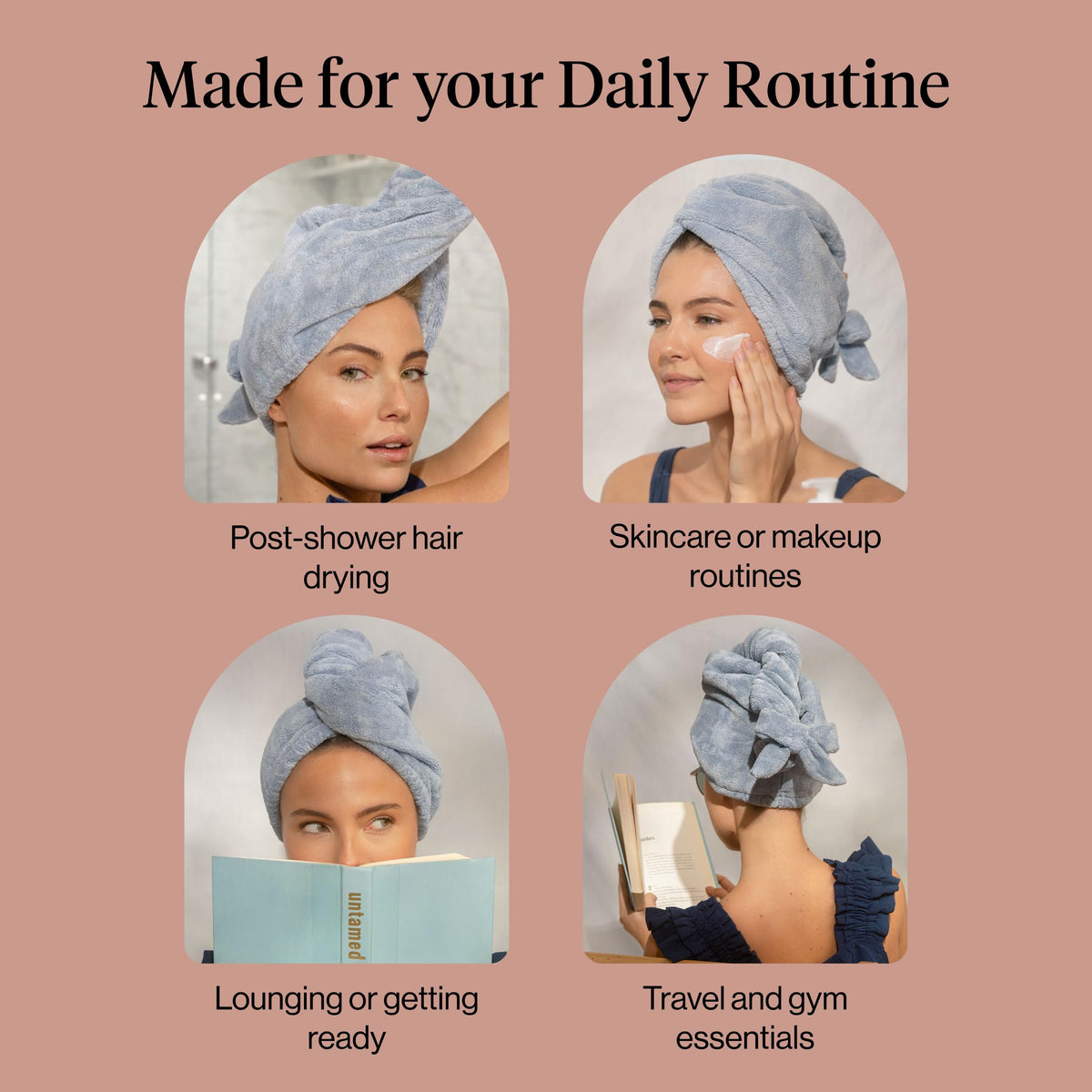 Kitsch XL Microfiber Hair Towel Wrap demonstrating quick drying