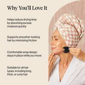 Kitsch XL Microfiber Hair Towel Wrap displayed with other hair care products