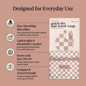Kitsch XL Microfiber Hair Towel Wrap folded on a bathroom counter