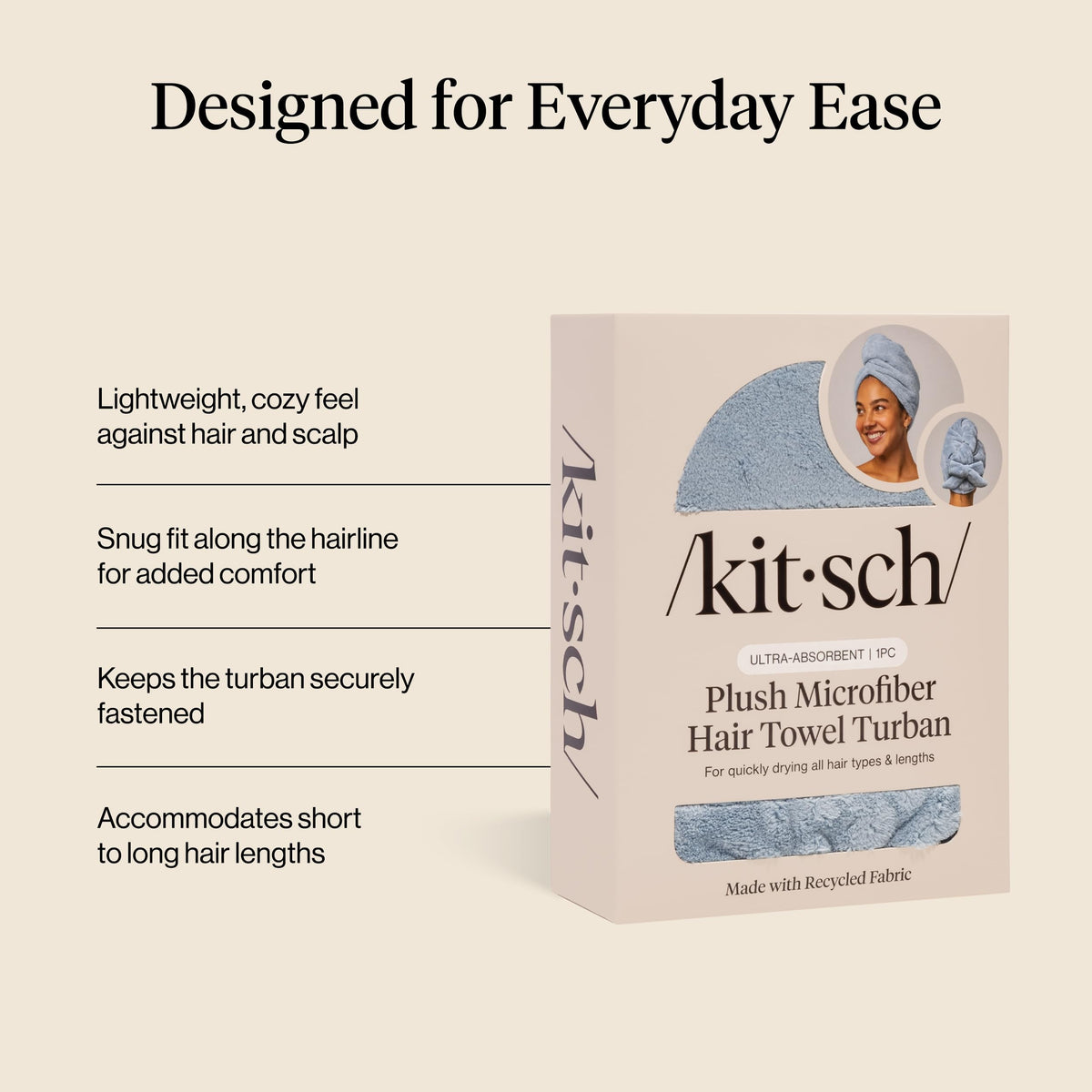 Kitsch XL Microfiber Hair Towel Wrap in use after shower
