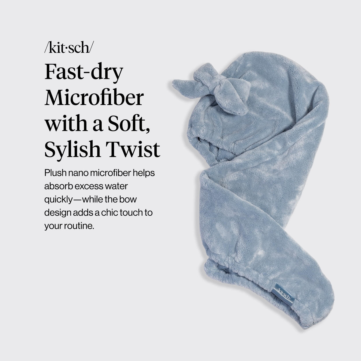Kitsch XL Microfiber Hair Towel Wrap on long hair