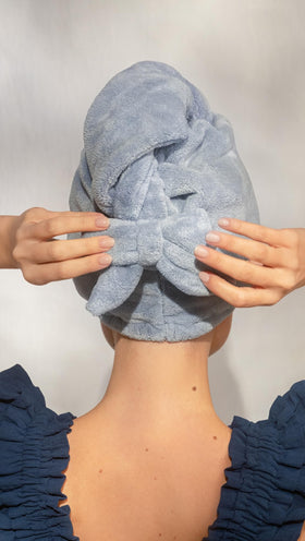 Kitsch XL Microfiber Hair Towel Wrap showing elastic loop