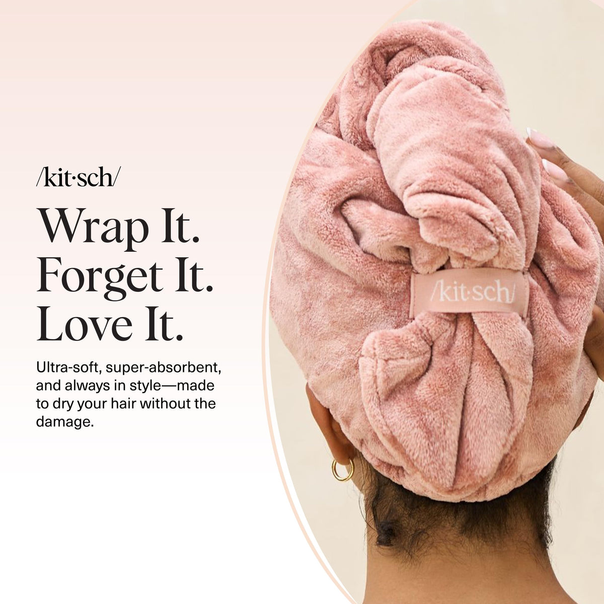 Kitsch XL Microfiber Hair Towel Wrap terracotta in travel bag