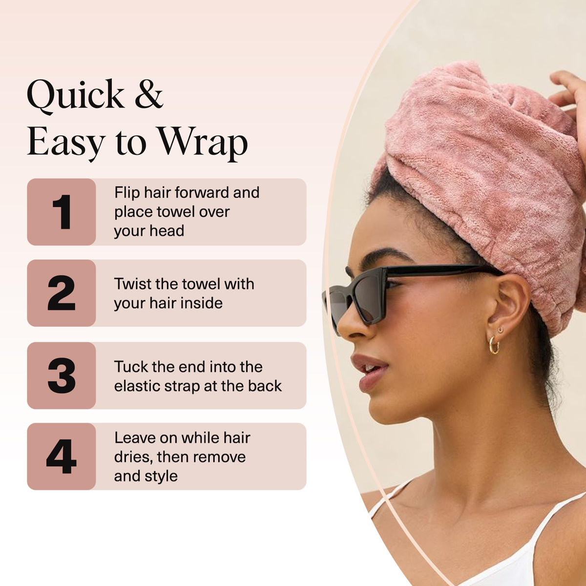 Kitsch XL Microfiber Hair Towel Wrap terracotta with care instructions