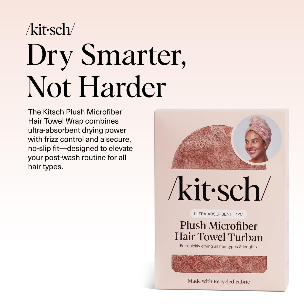 Kitsch XL Microfiber Hair Towel Wrap terracotta with model