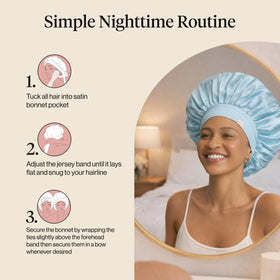 Kitsch XL Satin Bonnet displayed with hair care products