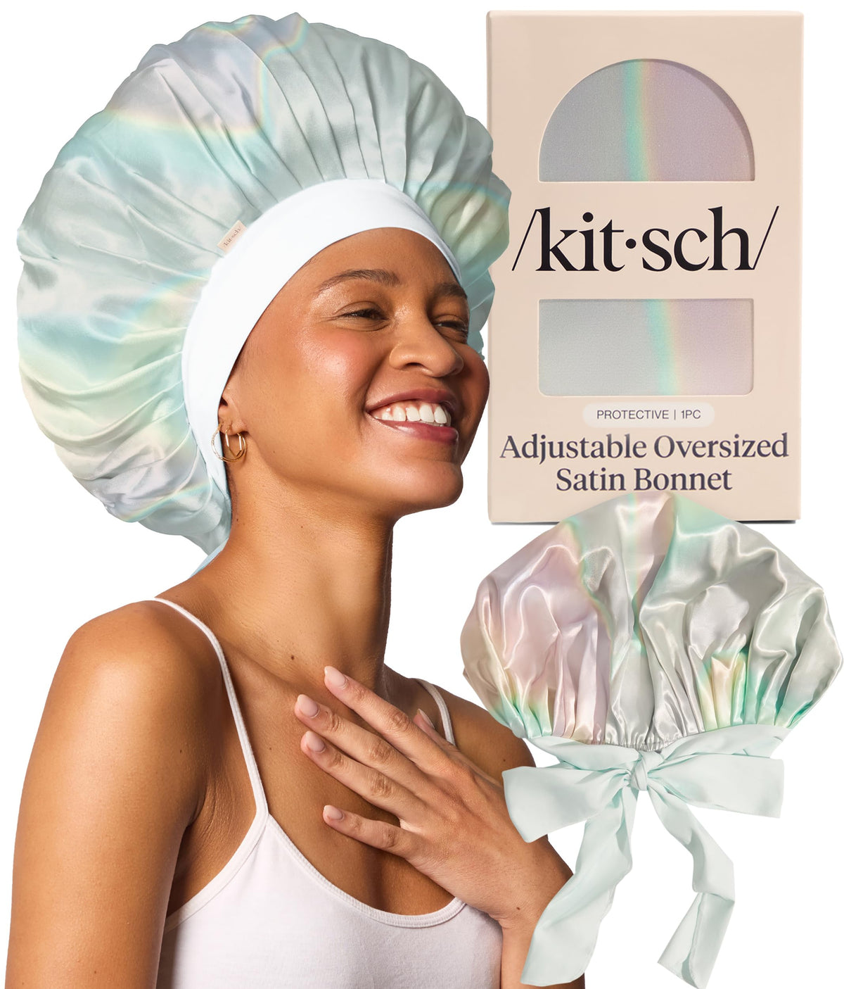 Kitsch XL Satin Bonnet for Sleeping - Aura front view