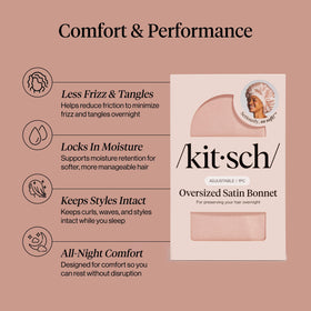 Kitsch XL Satin Bonnet in Blush on a pillow