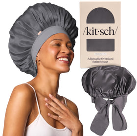 Kitsch XL Satin Bonnet in Charcoal, front view