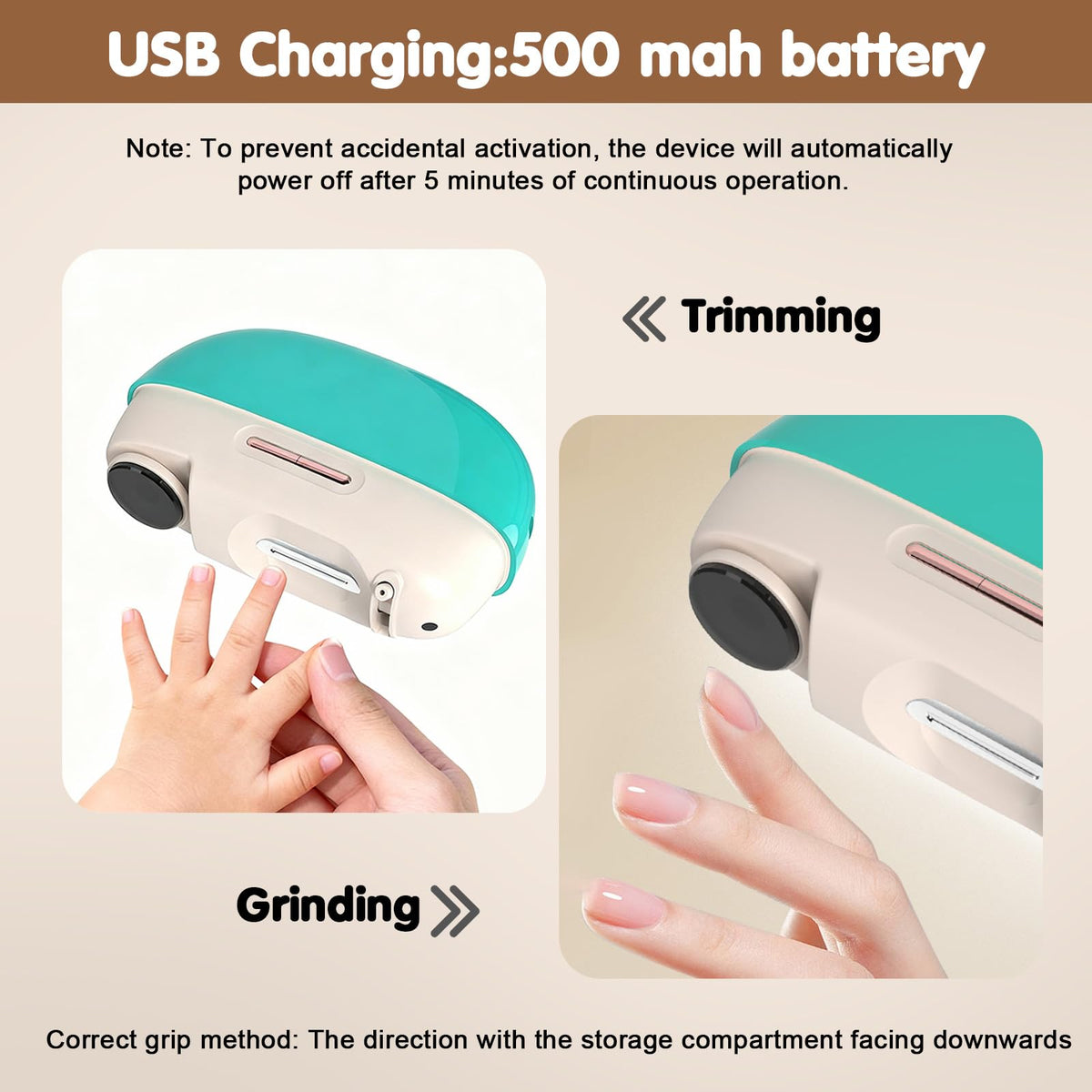 Kiwtreby electric nail clipper in use on adult nails
