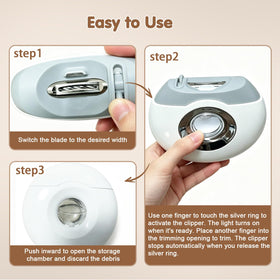 Kiwtreby Electric Nail Clipper side view with ergonomic grip