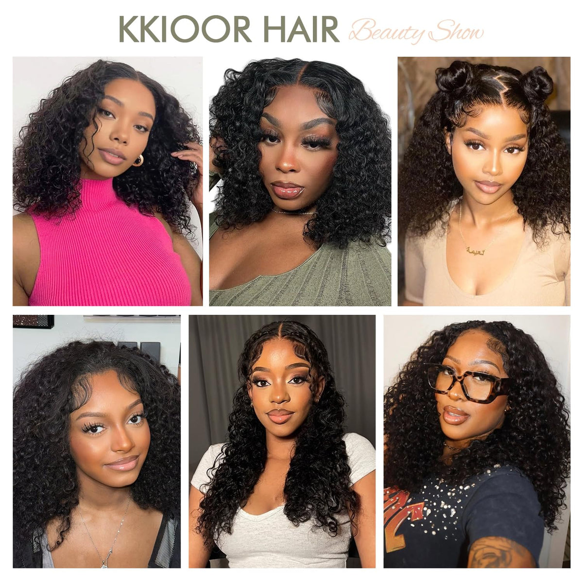 Kkioor Curly Bob Wig close-up of lace base and pre-plucked hairline