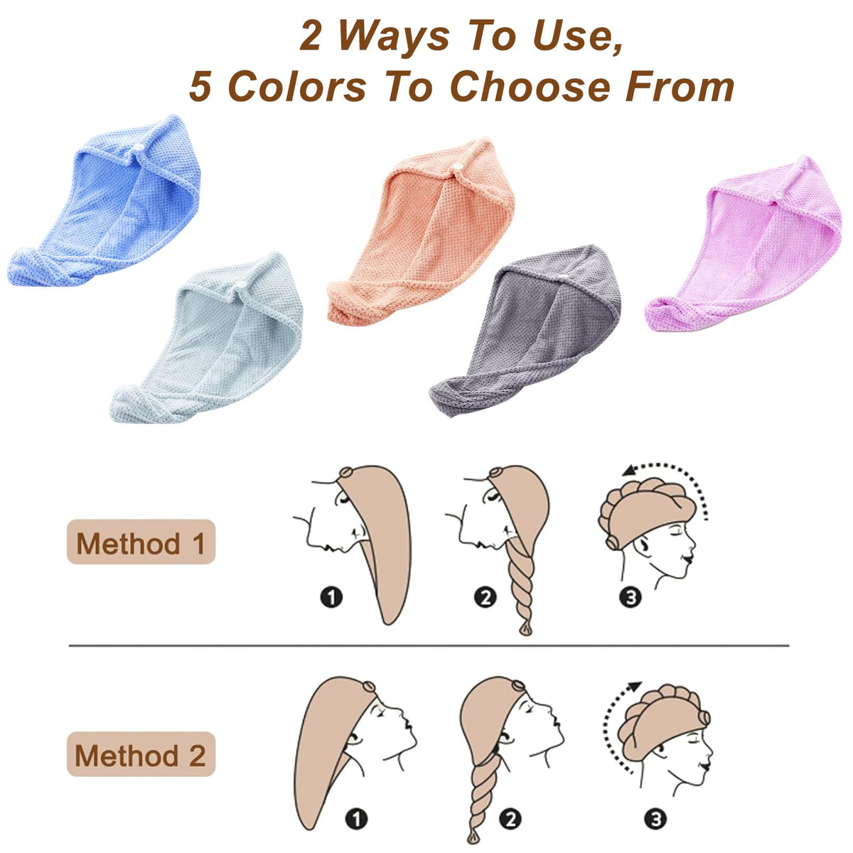 Kldnkig Microfiber Hair Drying Towel Wrap laid flat showing size