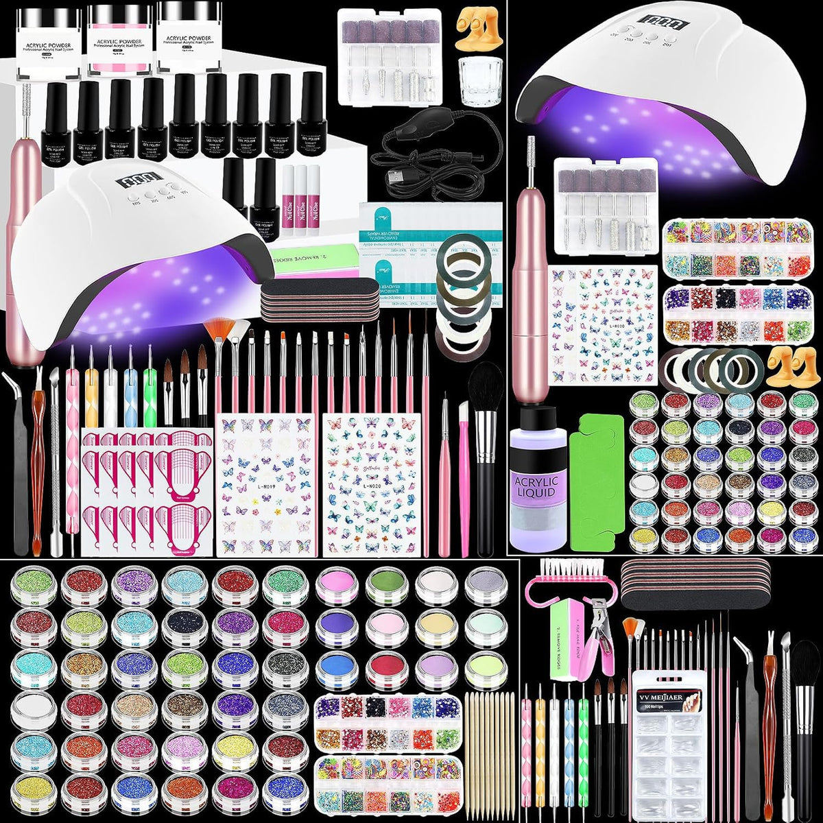 Klemon Acrylic Nail Kit front view with all included tools