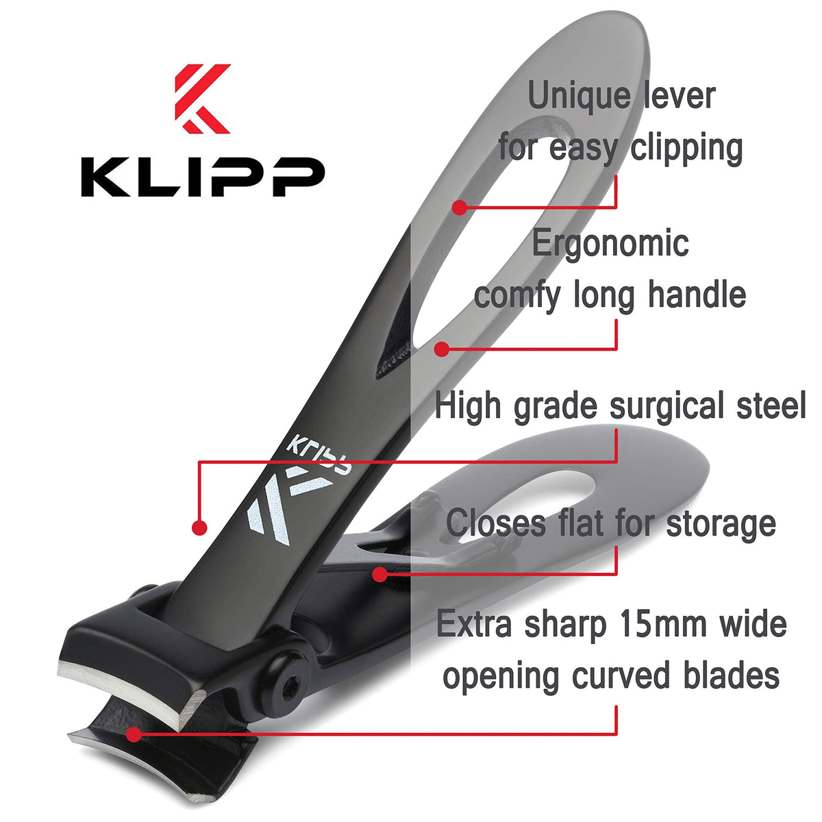 KLIPP Toenail Clippers next to a nail file