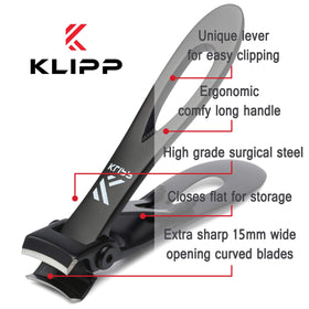 KLIPP Toenail Clippers next to a nail file
