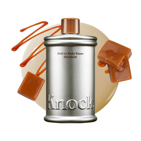 Knock Melt-In Body Toner Caramelt 372g front view with milky texture