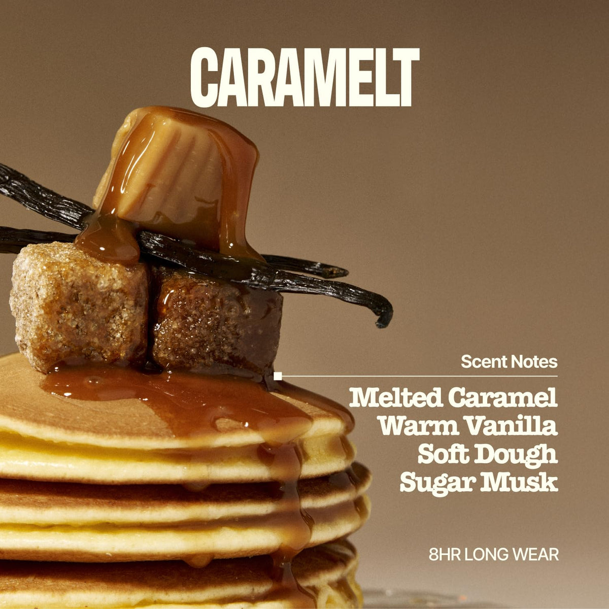 Knock Melt-In Body Toner Caramelt surrounded by natural ingredients