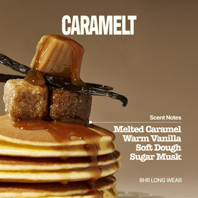 Knock Melt-In Body Toner Caramelt surrounded by natural ingredients