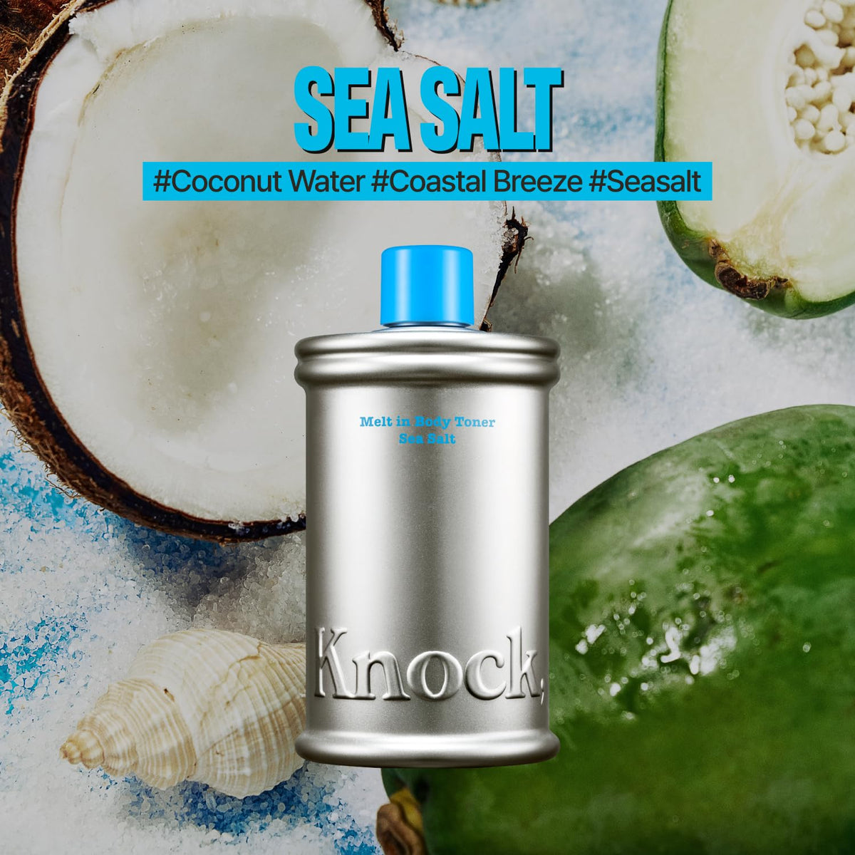Knock Melt-In Body Toner texture close-up showing milky consistency