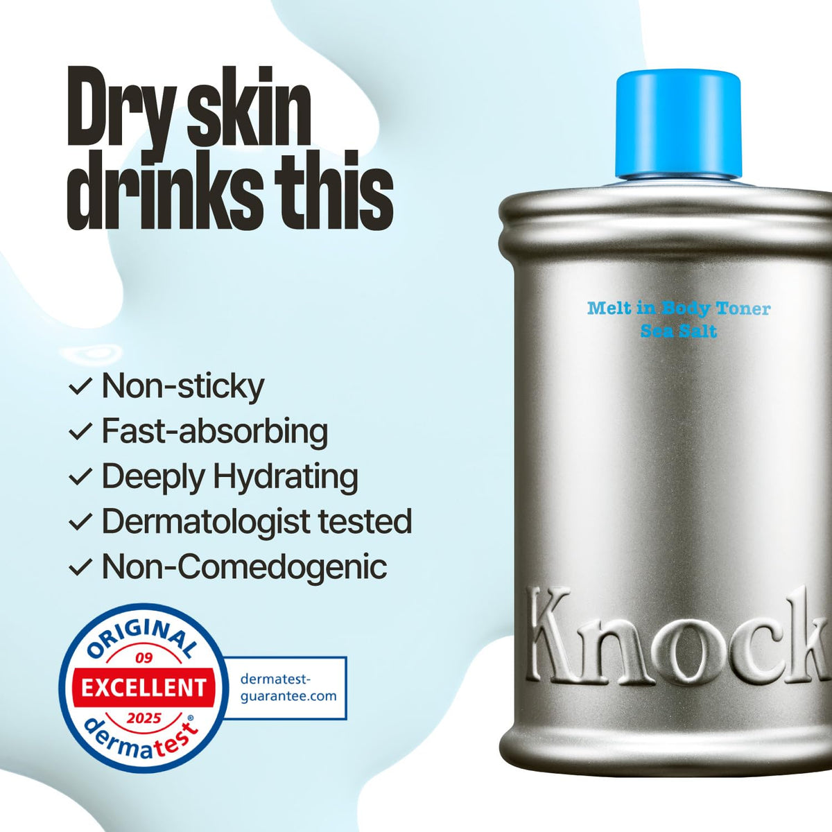 Knock Melt-In Body Toner with Sea Salt scent packaging