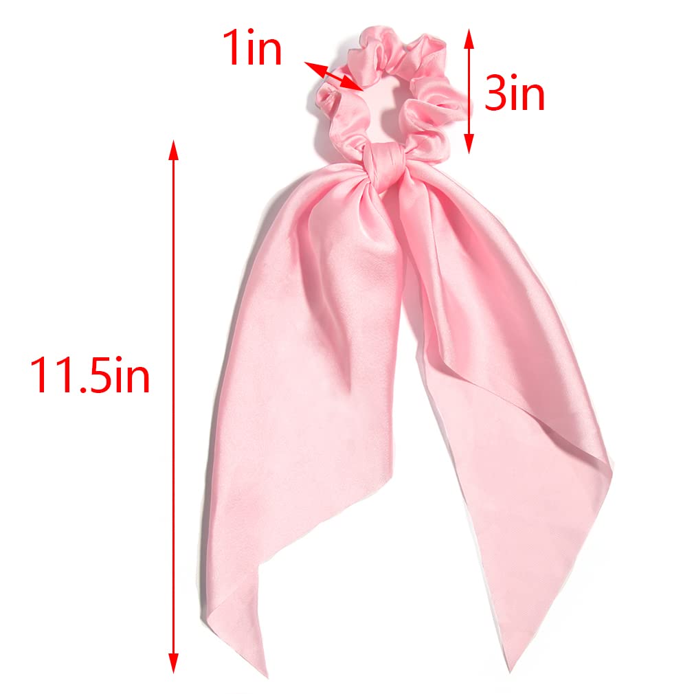 Knotted bow hair scrunchie in light pink with ribbon detail