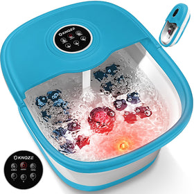 KNQZE Collapsible Foot Spa Bath in blue with massage rollers