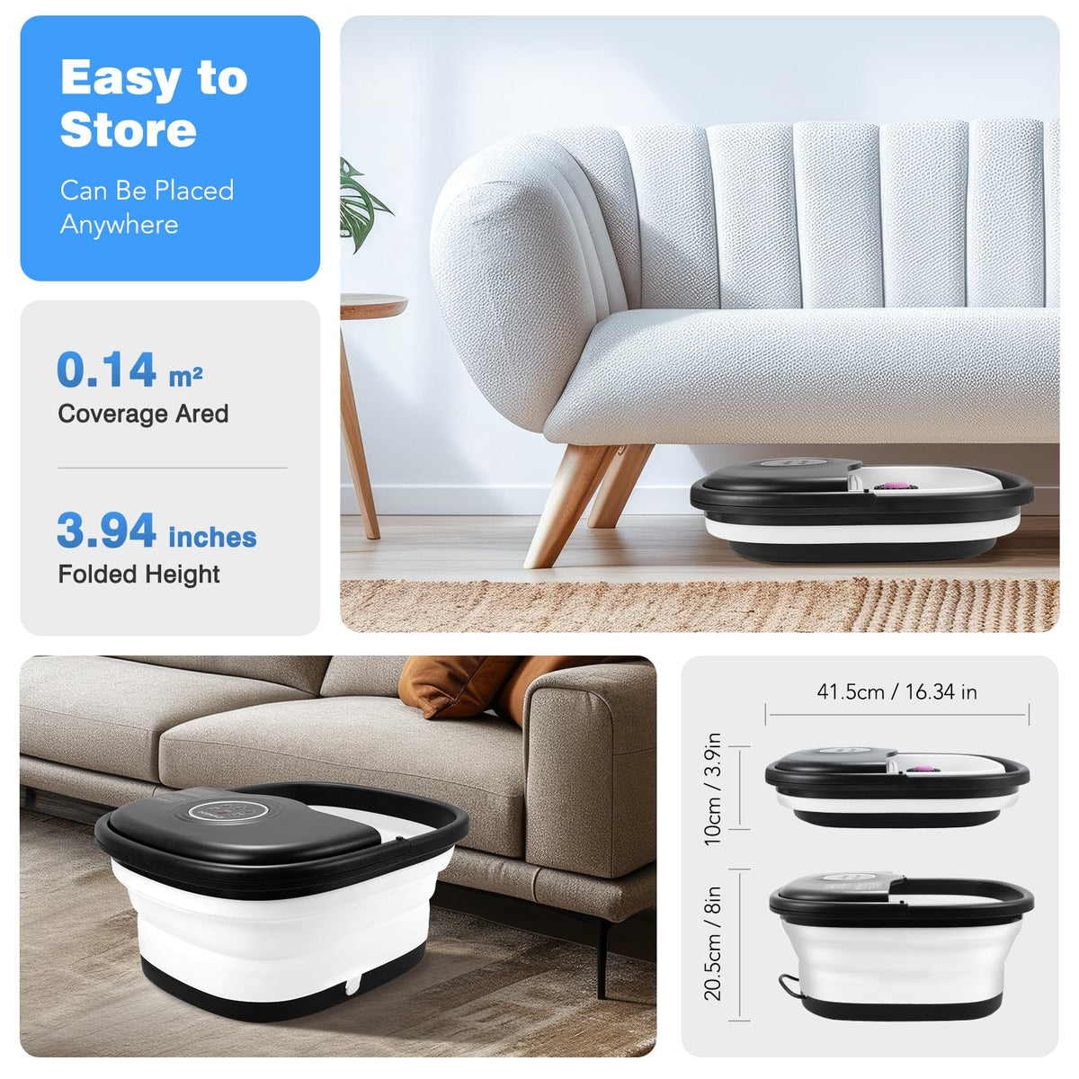 KNQZE Collapsible Foot Spa Bath side view