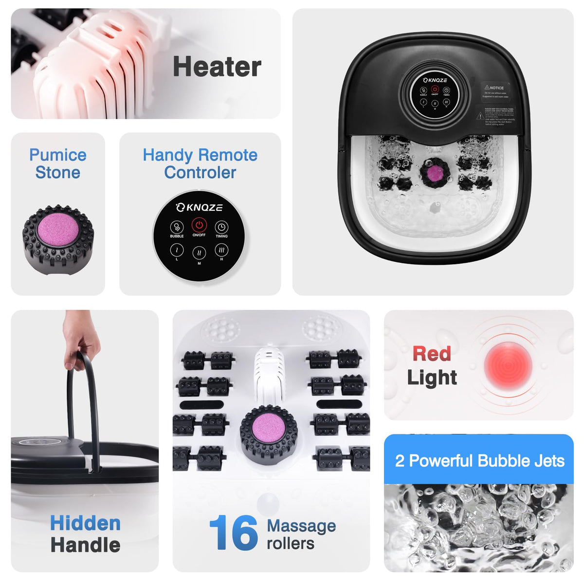 KNQZE Foot Bath featuring heating and bubble functions