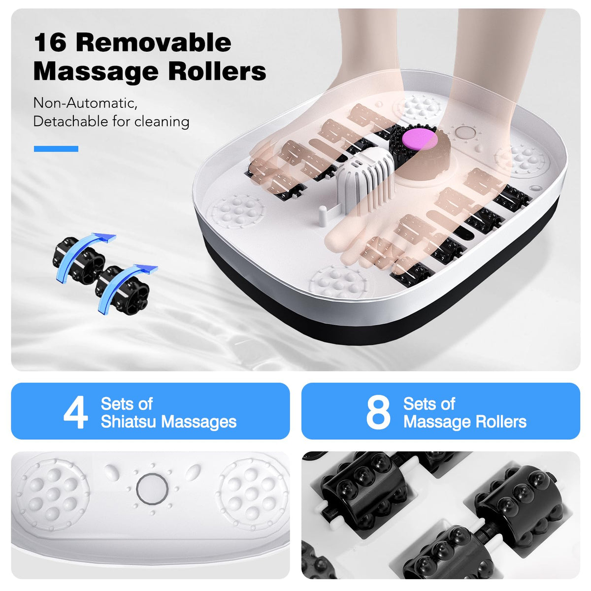 KNQZE Foot Spa Bath with massage rollers and pumice stone