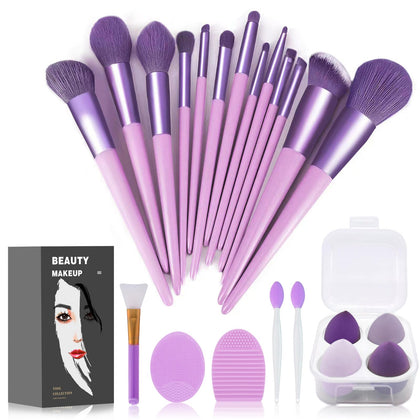 Koccido 22 Pcs Makeup Brush Set in purple with storage bag